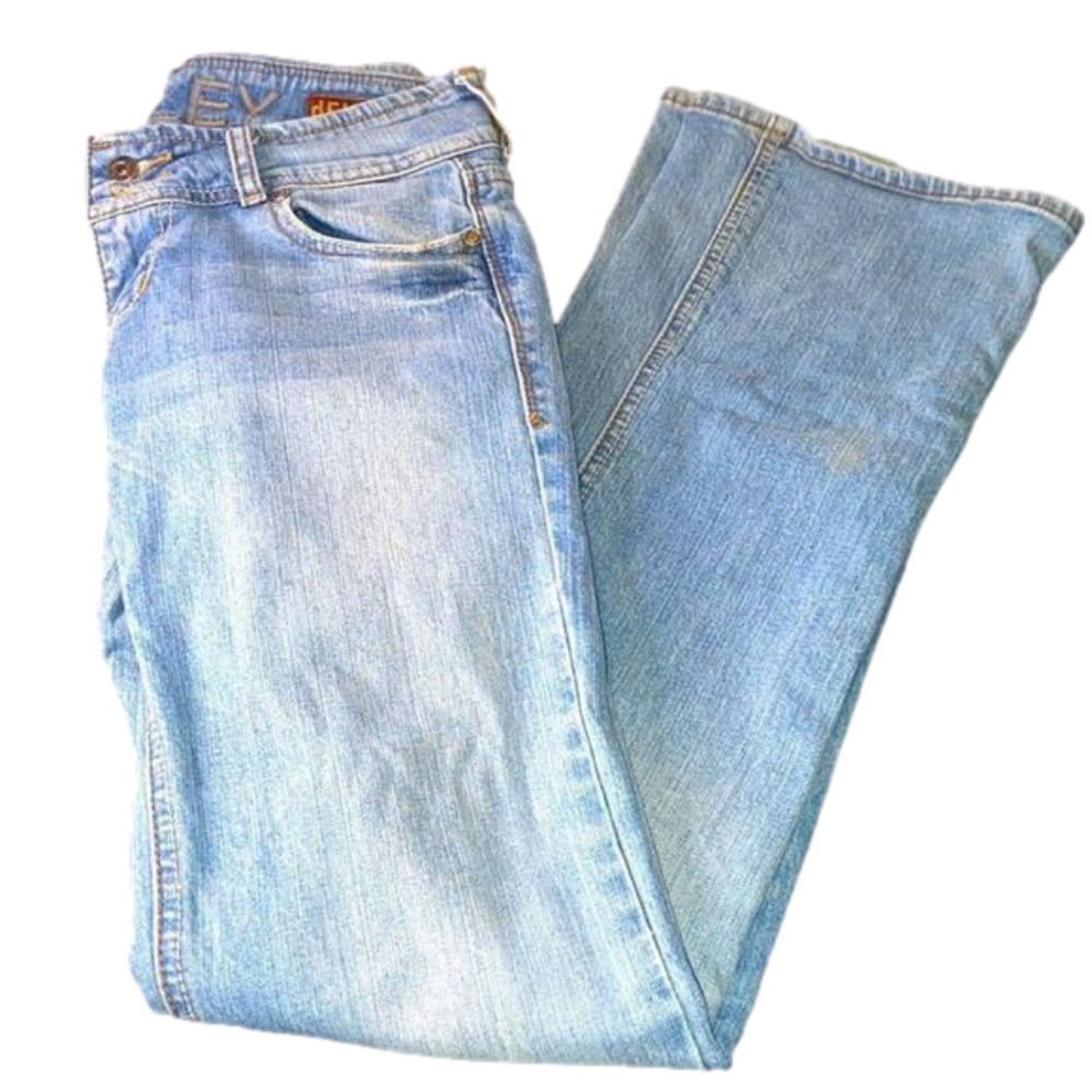 RILEY DELIAS vintage wide leg jeans.